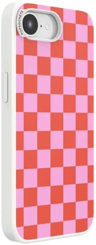 PopSockets iPhone 16/17E Phone Case with MagSafe- to-Go Wrap | Magnetic, Wireless Charging, Camera & Drop Protection, Checkered, Red, Textured