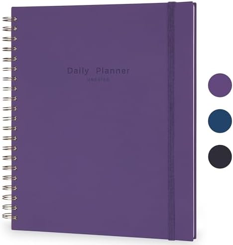 AuroPlanner Undated Daily Planner Notebook 8.5x11 Hourly Schedule Purple