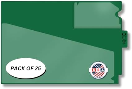 Doctor Stuff - Center Tab Vinyl Outguides, Diagonal Cut Front Pocket, Top Charge Out Slip Pocket, Plastic File Folder, Letter Size 9" x 13-1/4", Green, 25/Box