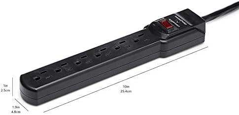 Amazon Basics 6-Outlet Surge Protector Power Strip with 200J Protection, Circuit Breaker, 2ft Extension Cord, Black, 20-Pack