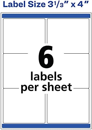 Avery Print-to-the-Edge Printable Shipping Labels, 3" x 3.75", Matte White, Sure Feed Technology, Laser & Inkjet Printer Compatible, 150 Blank Labels per Pack (5 Packs of 6874)
