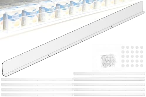 Nalwort 10 Pcs Retail Gondola Shelving Front Fence, Clear PET Shelf Fence with 1/4" Holes and Screws, Front Lips Barrier for Retail Store Display Rack, 1.5" H x 36" L