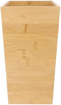 Elama 10.5 x 5.75 Inch Rectangle Bamboo Waste Basket, Bathroom Trash, Personal Trash Bin, Small Waste Bin