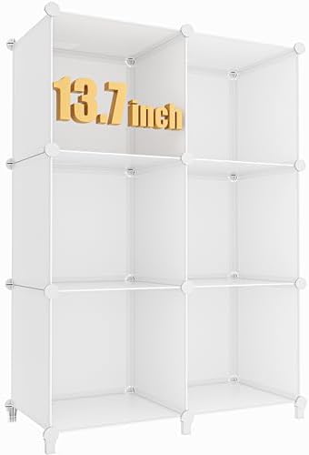 HOMIDEC XLarge Cube Storage Organizer,13.7 Inch Closet Organizer Storage Cabinet Shelf Bookshelf with Metal Hammer, Storage Cubes Organizers Cabinet for Kids, Closet, Bedroom, Bathroom White