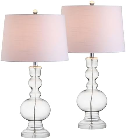 JONATHAN Y Genie 28.5" Glass Table Lamp, Clear, Set of 2