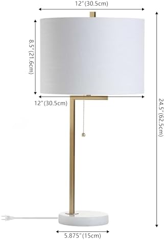 JONATHAN Y Alyssa Table Lamp 24.5" Metal Marble, Brass Gold/White