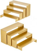 Gonice Display Risers, 8 PCS Gold Cupcake Stand, 4 Sizes Metal Rectangular Display Stand for Collectibles, Perfume, Doll, Vendor Events