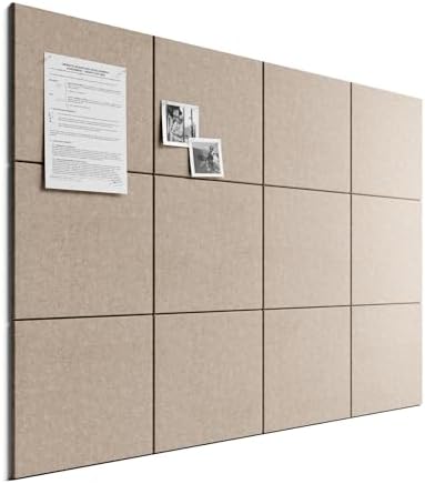 Bumusty 48"x 36" Large Felt Bulletin Board Tiles, Taupe