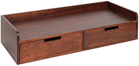 Kate and Laurel Kitt Modern Floating Shelf with Drawers, 28 x 12 x 6.5 inches, Dark Walnut Brown, Chic Floating Storage Console Table or Desk for Wall