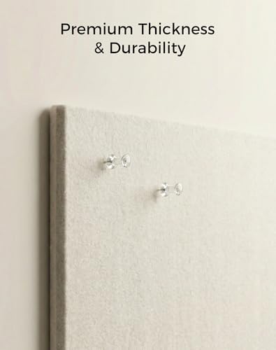 Aothia Felt Bulletin Board Tiles, 12-Pack 48"x36" Large Pin Board for Wall, Modern Cork Board Alternative for Notes, Photos, Memo & Office Organization, 70 Adhesive Tabs & 40 Push Pins, Oatmeal