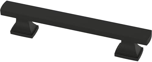 Franklin Brass 10 Pack Matte Black Cabinet Handles 3-3/4 inch (96mm) Kitchen Cabinet Handles and Drawer Pulls for Cupboards and Dressers | Tiered Foot