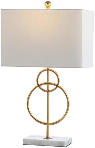 JONATHAN Y Haines Modern Circle Table Lamp 26" Metal Marble, Gold Leaf