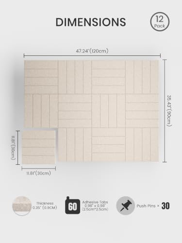 Bumusty 48" x 36" Large Cork Board Alternative, Oatmeal