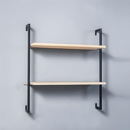 Contemporary Wall Unit Bookcase Metal Frame Pine Wood Shelf Bookshelf Wall-Mounted Bookshelf Wrought Iron Bag Rack Multi-Layer Clothing Store Decoration Black Wood 23.6" L x 9.8" W x 29.9" H