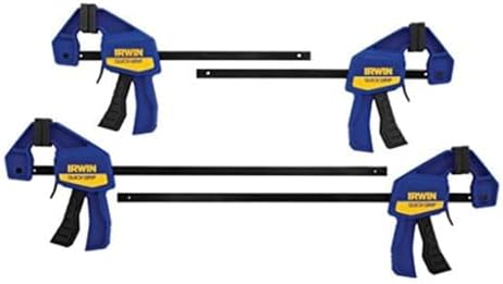 IRWIN QUICK-GRIP Bar Clamp, One-Handed, Mini, 6-Inch (2), 12-Inch (2), 4-Pack (1964748) Blue, Yellow