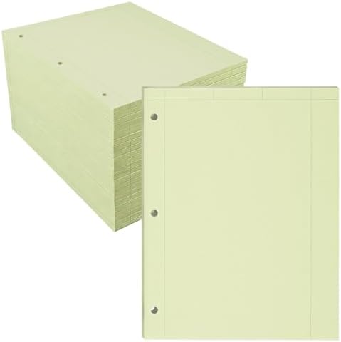 Roaring Spring Graph Ruled Engineering Pad, Engineering Graph Paper Pad, 24 Pack, 5x5 Grid to Edge, 8.5" x 11", 100 Sheets, 3 Hole Punched, Green Tinted Sheets, Made in USA