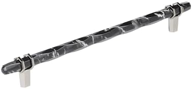 Amerock 10-1/16" Carrione Marble Black/Polished Nickel Drawer Pull