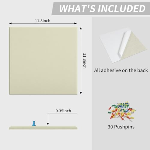48" x 24" Cork Board Alternative, 8 Pack Felt Bulletin Board Tiles with 30 Adhesive Tabs Wall Push Pin Board for Office Classroom Bedroom Decor