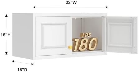 Polup 15" High White Metal Wall Cabinet, Overhead Closet Storage Unit