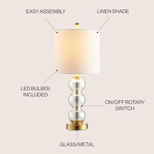 JONATHAN Y February 21" Stacked Sphere Table Lamp, Mercury Glass/Brass Gold
