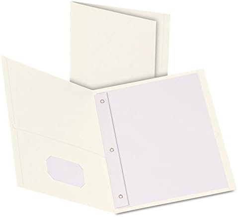 Oxford Two-Pocket Folders w/Fasteners, White, Letter Size, 25 per Box (57704)