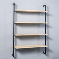 Contemporary Wall Unit Bookcase Metal Frame Pine Wood Shelf Bookshelf Wall-Mounted Bookshelf Wrought Iron Bag Rack Multi-Layer Clothing Store Decoration Black Wood 31.5" L x 9.8" W x 55.1" H