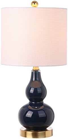 JONATHAN Y Anya Gourd Glass Table Lamp 20.5", Navy