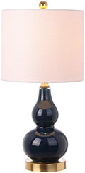 JONATHAN Y Anya Gourd Glass Table Lamp 20.5", Navy