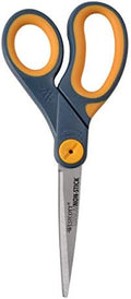 Westcott 8-Inch Non-Stick Titanium Scissors For Office and Home - Glide Adjust Technology - Grey/Yellow Craft, Fabric Scissors - 1 Pack