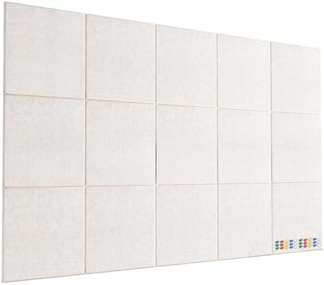 Garvee Self-Adhesive Large Felt Bulletin Board - 15-Pack Decorative Memo Pinboards with 30 Pushpins, Cork Board Alternative for Wall Display, Sound Dampening, for Office, Home, or School - Light Beige