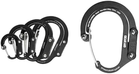 GEAR AID HEROCLIP Carabiner Clip and Hook (Large, Medium, Small, Mini) for Camping & HEROCLIP Carabiner Clip and Hook (Small) for Purse, Stroller, and Backpack, Stealth Black