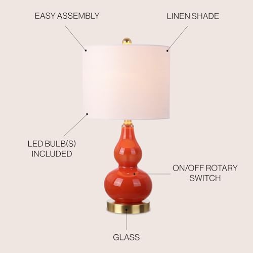 JONATHAN Y Anya Gourd Glass Table Lamp 20.5", Sunset Orange