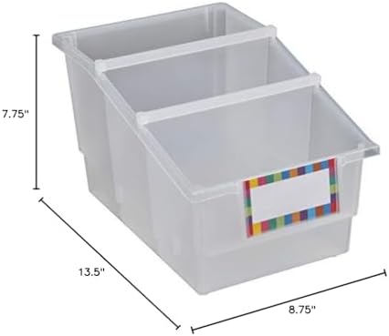 Really Good Stuff Clear Chapter Book Classroom Library Bins with Dividers