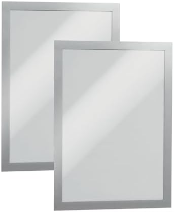 Durable Duraframe Sign Holder, Self-Adhesive, Silver, Letter Size, 2 Pack
