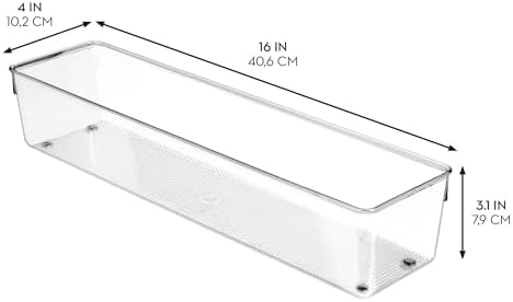 iDesign Plastic Drawer Organizer Bins, Set of 3, Clear