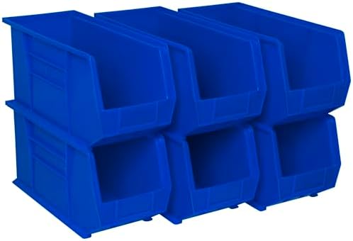 Akro-Mils 30265 AkroBins Plastic Storage Bins, 18"x8.25"x9", Blue, 6-Pack