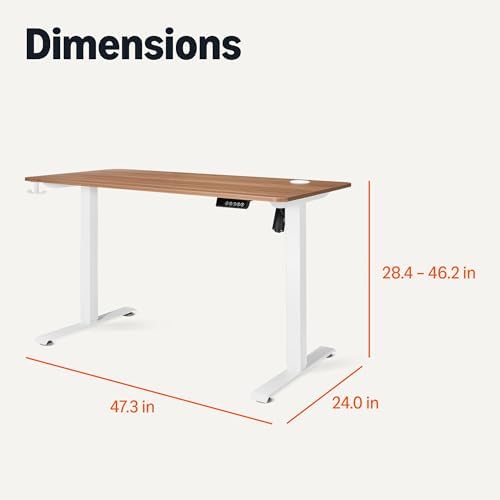 Amazon Basics Electric Standing Desk, Height Adjustable Home Office Desk with Quiet Motor and Multiple Presets, White/Oak Effect