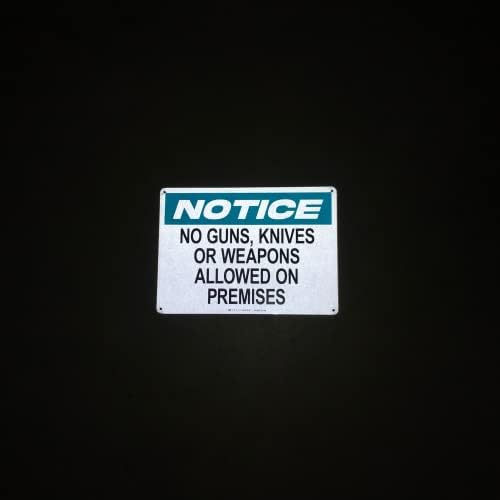 TRADESAFE No Gun, Knives or Weapons Allowed Sign, Quick Install Aluminum Safety Sign, Light Reflective, UV-Resistant, Waterproof, 14” X 10” No Weapons Allowed Sign for Business