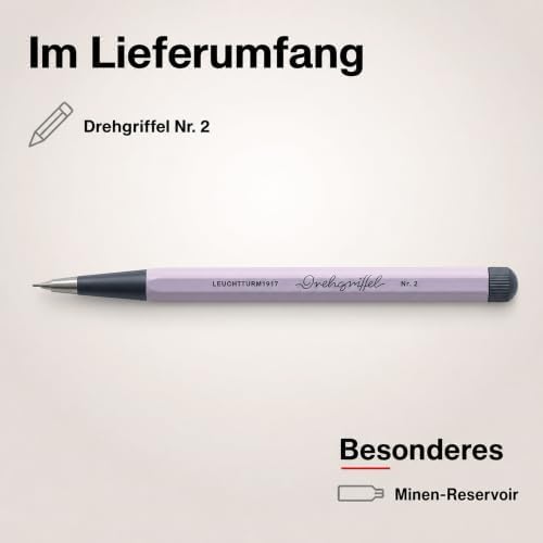 LEUCHTTURM1917 - Drehgriffel Mechanical Pencil - Refillable Writing Stylus with 0.7 mm HB Graphite Lead (Lilac)