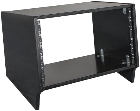 Sound Town DIY 6U Slanted Desktop Turret Studio Rack for Home Studio and Recording Room, Baltic Birch Plywood, Black Espresso (SDRK-6SLD)