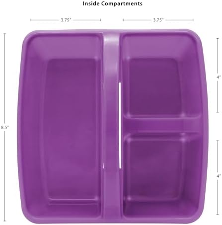 Teacher Created Resources Purple Portable Plastic Storage Caddy 6-Pack for Classrooms, Kids Room, and Office Organization, 3 Compartment