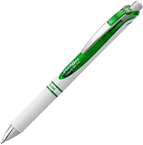 Pentel EnerGel Pearl Retractable Liquid Gel Pen, (0.7mm) Metal Tip, Medium Line, Lime Green Accent, Lime Green Ink, 12 pack (BL77PW-K)