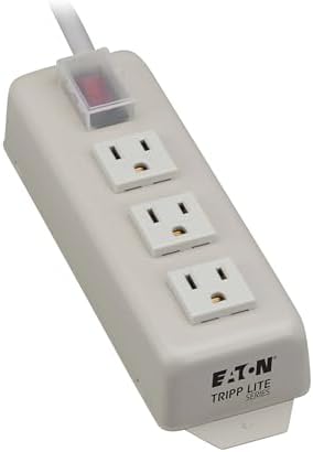 Eaton Tripp Lite Series 3 Outlet Heavy Duty Power Strip, Metal, Under Desk & Wall Mount Option, 6ft Extension Cord, On/Off Switch Cover, Industrial Garage Shop Work Bench Applications (TLM306NC)