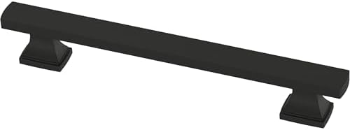 Franklin Brass 10 Pack Matte Black Cabinet Handles 5-1/16 inch (128mm) Kitchen Cabinet Handles and Drawer Pulls for Cupboards and Dressers | Tiered Foot