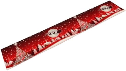 Merry Christmas Table Runner Red Snowflakes ,Xmas Ball Ornaments Snow Red Table Runners for Dinning Table,Snowflake Sparkle Kitchen Decor,Holiday Dinner Decoration-13x60 Inch