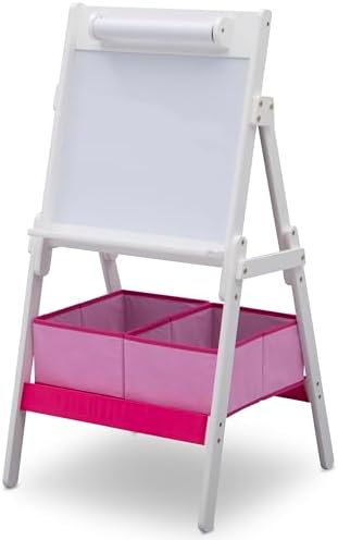 Delta Children Classic Kids Whiteboard/Dry Erase Easel with Storage, Bianca White