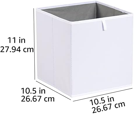 Amazon Basics Collapsible Closet Organizer Cube Storage Bins, Space-Saving Storage Baskets for Shelves, White, 10.5x10.5x11", 6-Pack