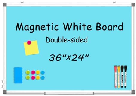Double-Sided White Board Dry Erase Magnetic Whiteboard Wall 36x24 Blue