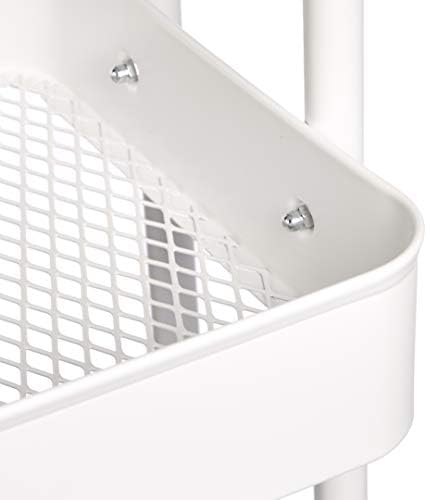 Amazon Basics 2-Tier Rolling Metal Utility Cart with Shelf, Portable Multi-Functional Storage, White