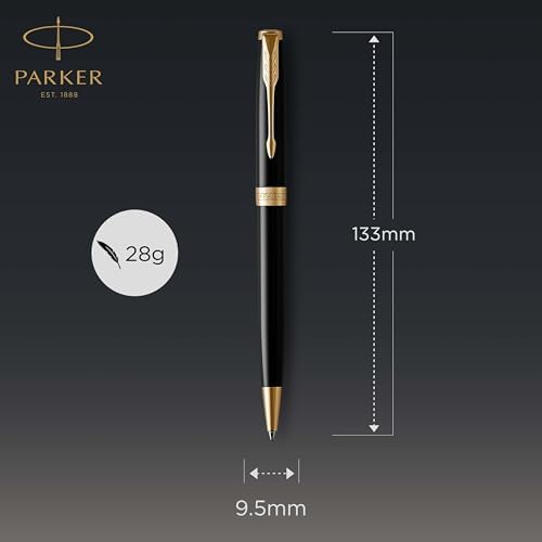Parker Sonnet Ballpoint Pen Black Lacquer with Gold Trim Medium Point Black Ink (1931497)